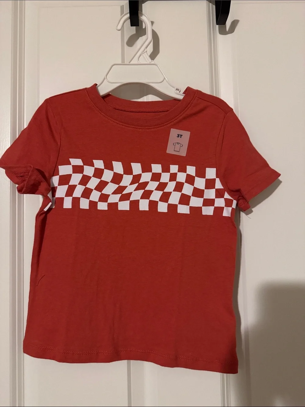 NWT Toddler Old Navy Salmon Tee with White Checkered Graphic